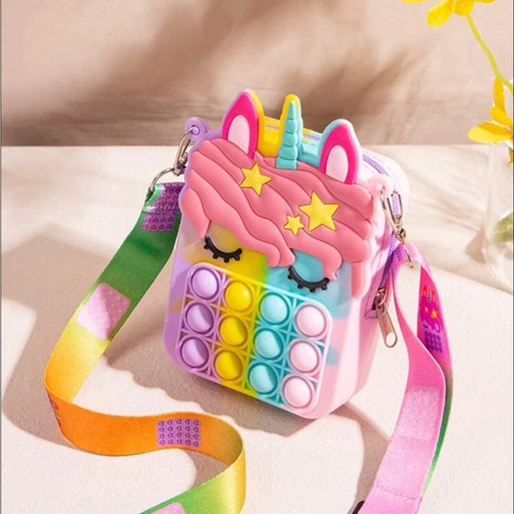NWOT Rainbow Unicorn Pop It Mini Purse - Picture 7 of 15